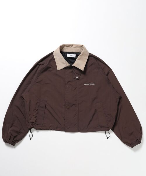 FFEIN(フェイン)の「【撥水加工】FFEIN(フェイン)2WAYコーディロイ衿ショートナイロンジャケット / ナイロン ジャケット コーデュロイ襟 ショート丈 アウター 撥水加工 レディース(ナイロンジャケット・レディース・ブラウン/アイボリー/カーキ/ブラック・FREE)」の3枚目の写真