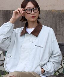 FFEIN（フェイン）の「【撥水加工】FFEIN(フェイン)2WAYコーディロイ衿ショートナイロンジャケット   ナイロン ジャケット コーデュロイ襟 ショート丈 アウター 撥水加工 レディース（ナイロンジャケット）」