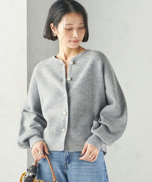 SHIPS（シップス）の「強縮 ウール パール ニット ジャケット（カーディガン/ボレロ・レディース・ネイビー/レッド/トップグレー・ONE SIZE）」の8枚目の写真