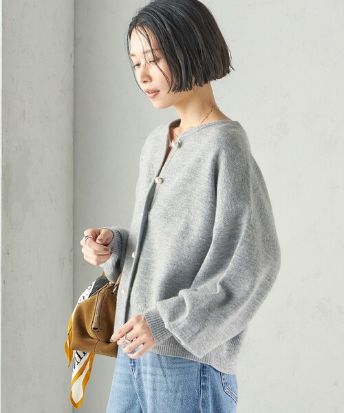 SHIPS（シップス）の「強縮 ウール パール ニット ジャケット（カーディガン/ボレロ・レディース・ネイビー/レッド/トップグレー・ONE SIZE）」の9枚目の写真