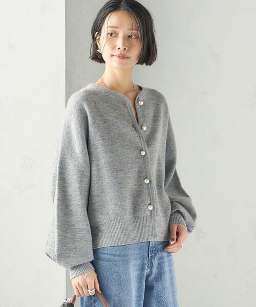 SHIPS（シップス）の「強縮 ウール パール ニット ジャケット（カーディガン/ボレロ・レディース・ネイビー/レッド/トップグレー・ONE SIZE）」の11枚目の写真