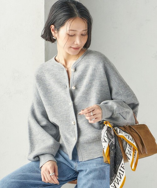 SHIPS（シップス）の「強縮 ウール パール ニット ジャケット（カーディガン/ボレロ・レディース・ネイビー/レッド/トップグレー・ONE SIZE）」の12枚目の写真