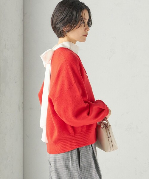 SHIPS（シップス）の「強縮 ウール パール ニット ジャケット（カーディガン/ボレロ・レディース・ネイビー/レッド/トップグレー・ONE SIZE）」の20枚目の写真