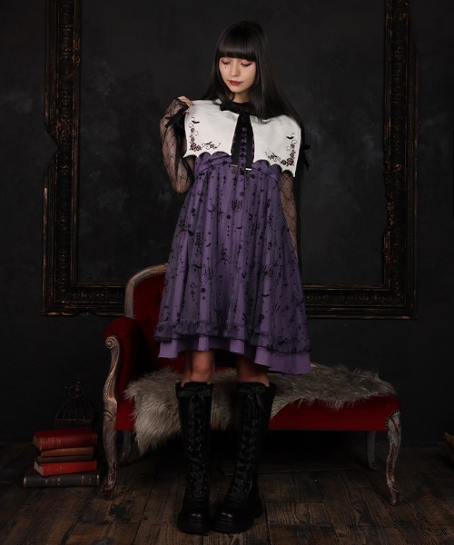 axes femme（アクシーズファム）の「フロッキーＰＴチュールワンピース（ワンピース・レディース・ネイビー/パープル/ブラック・FREE）」の10枚目の写真