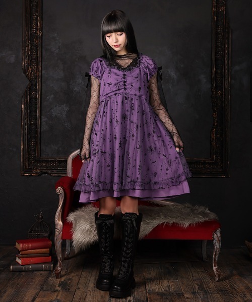 axes femme（アクシーズファム）の「フロッキーＰＴチュールワンピース（ワンピース・レディース・ネイビー/パープル/ブラック・FREE）」の4枚目の写真