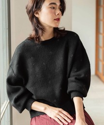 ラメドット柄ジャガードプルオーバーニット