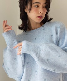 ラメドット柄ジャガードプルオーバーニット
