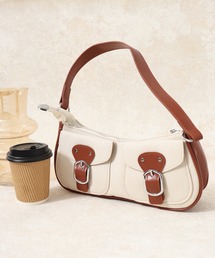 ABETTOR ダイヤゴナルフロント2ポケットPU切替えショルダーBAG