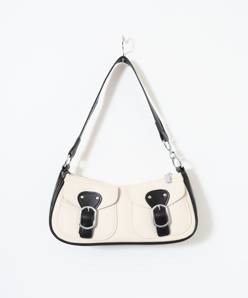 FUNALIVE(ファンアライブ)の「ABETTOR ダイヤゴナルフロント2ポケットPU切替えショルダーBAG(ショルダーバッグ・レディース・ブラック/ブラウン・FREE)」の6枚目の写真