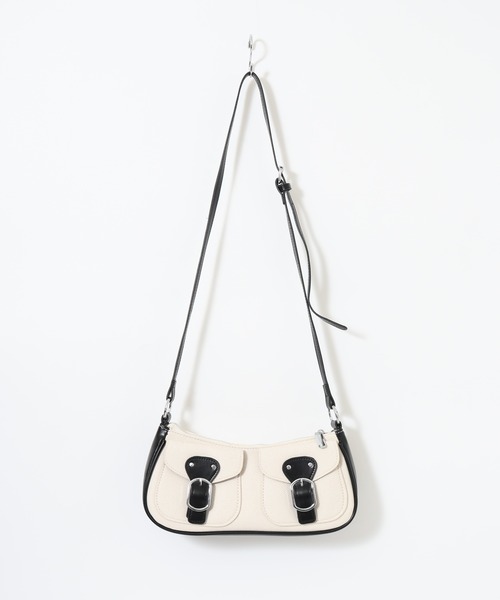FUNALIVE(ファンアライブ)の「ABETTOR ダイヤゴナルフロント2ポケットPU切替えショルダーBAG(ショルダーバッグ・レディース・ブラック/ブラウン・FREE)」の9枚目の写真