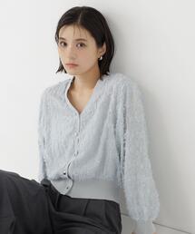 チュール刺繍シアーカーディガン長袖
