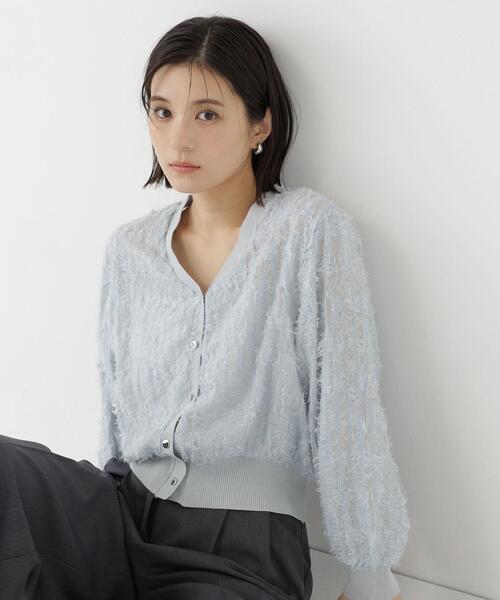 チュール刺繍シアーカーディガン長袖（カーディガン/ボレロ）｜NATURAL