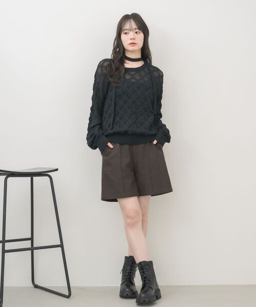 RETRO GIRL(レトロガール)の「タイ付ポコポコニット(ニット/セーター・レディース・ライトブルー/ブラック/ナチュラル・FREE)」の12枚目の写真