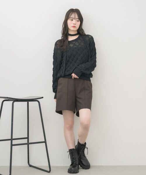 RETRO GIRL(レトロガール)の「タイ付ポコポコニット(ニット/セーター・レディース・ライトブルー/ブラック/ナチュラル・FREE)」の13枚目の写真