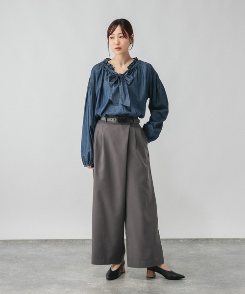 GLOBAL WORK(グローバルワーク)の「ウールライクラップパンツ/724790(その他パンツ・レディース・カーキ/グレー/ネイビー・LARGE/MEDIUM)」の4枚目の写真