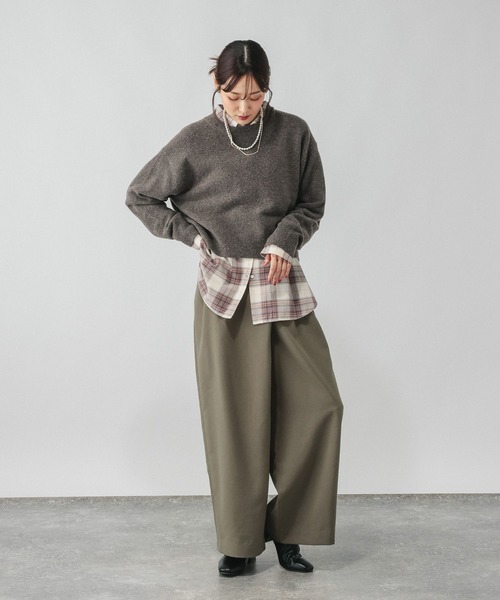 GLOBAL WORK(グローバルワーク)の「ウールライクラップパンツ/724790(その他パンツ・レディース・カーキ/グレー/ネイビー・LARGE/MEDIUM)」の8枚目の写真
