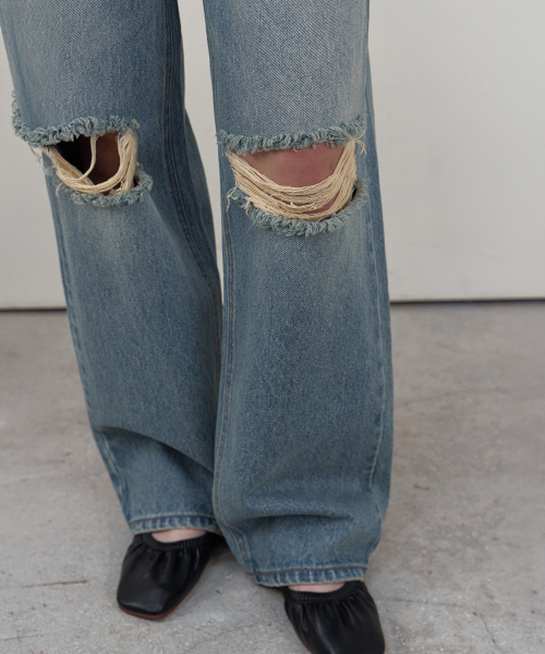 WEDNESDAYOASISFORWOMEN(ウェンズデー オアシス フォー ウーマン)の「ウォッシュドダメージデニムパンツ_BLUE(WCB6PT01)(デニムパンツ・レディース・ブルー・MEDIUM/SMALL)」の3枚目の写真