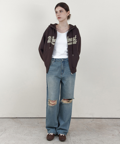 WEDNESDAYOASISFORWOMEN(ウェンズデー オアシス フォー ウーマン)の「ウォッシュドダメージデニムパンツ_BLUE(WCB6PT01)(デニムパンツ・レディース・ブルー・MEDIUM/SMALL)」の5枚目の写真