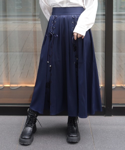 レースアップフロッキースカート（スカート）｜axes femme（アクシーズ