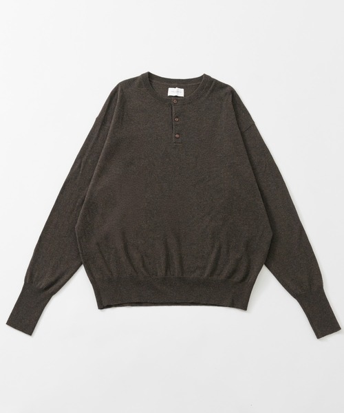 アーバンリサーチ　ヤク　ニット new basic WORSTED YAK HENLEY NECK SWEATER（ニット/セーター