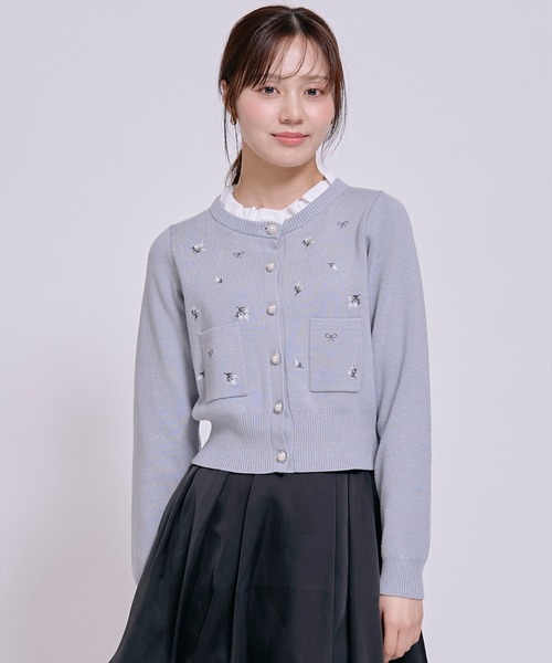 WILLSELECTION（ウィルセレクション）の「モチーフ刺繍フリルカラーカーディガン（カーディガン/ボレロ・レディース・ブルー/ダークブラウン/ブラック/オフホワイト・FREE）」の11枚目の写真