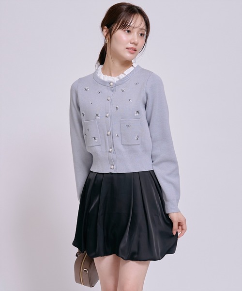 WILLSELECTION（ウィルセレクション）の「モチーフ刺繍フリルカラーカーディガン（カーディガン/ボレロ・レディース・ブルー/ダークブラウン/ブラック/オフホワイト・FREE）」の12枚目の写真