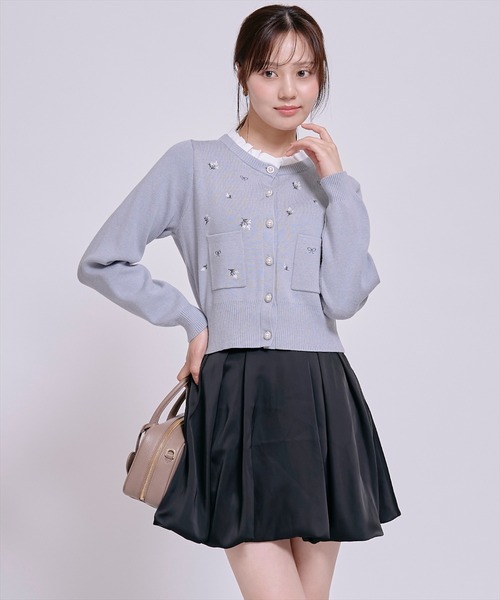 WILLSELECTION（ウィルセレクション）の「モチーフ刺繍フリルカラーカーディガン（カーディガン/ボレロ・レディース・ブルー/ダークブラウン/ブラック/オフホワイト・FREE）」の21枚目の写真