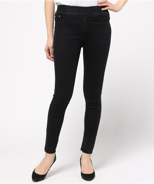 Re:EDIT（リエディ）の「ウエストゴム裾切りっぱなしオフデニムパンツ[CHICMUSE][リエディオリジナル]（デニムパンツ・レディース・ブルー/グレー/ネイビー/ブラック・XX-LARGE/X-LARGE/MEDIUM/LARGE/X-SMALL/XX-SMALL/SMALL）」の2枚目の写真