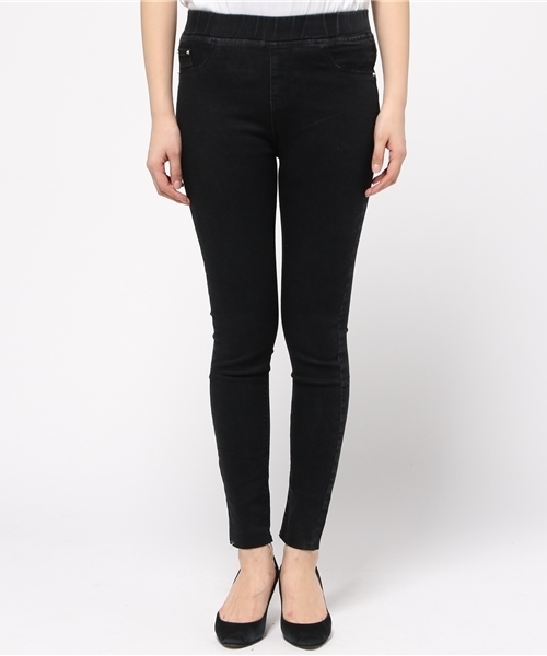 Re:EDIT（リエディ）の「ウエストゴム裾切りっぱなしオフデニムパンツ[CHICMUSE][リエディオリジナル]（デニムパンツ・レディース・ブルー/グレー/ネイビー/ブラック・XX-LARGE/X-LARGE/MEDIUM/LARGE/X-SMALL/XX-SMALL/SMALL）」の5枚目の写真