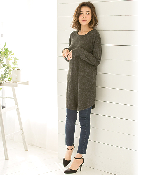 Re:EDIT（リエディ）の「ウエストゴム裾切りっぱなしオフデニムパンツ[CHICMUSE][リエディオリジナル]（デニムパンツ・レディース・ブルー/グレー/ネイビー/ブラック・XX-LARGE/X-LARGE/MEDIUM/LARGE/X-SMALL/XX-SMALL/SMALL）」の7枚目の写真