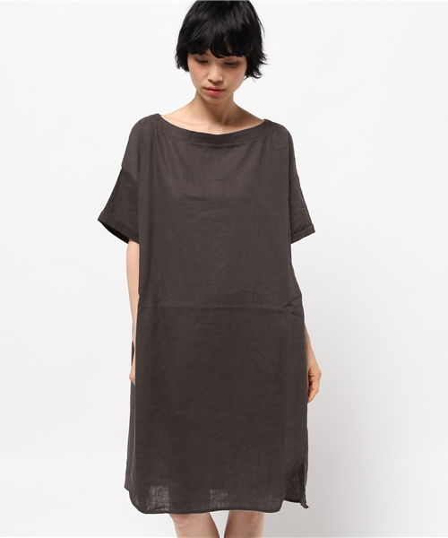 LBC（エルビーシー）の「リネンコットンレーヨンサックワンピース        （ワンピース・レディース・レンガ/オリーブ/チョコ・LARGE/MEDIUM）」の4枚目の写真