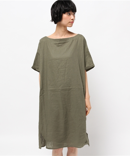 LBC（エルビーシー）の「リネンコットンレーヨンサックワンピース        （ワンピース・レディース・レンガ/オリーブ/チョコ・LARGE/MEDIUM）」の5枚目の写真