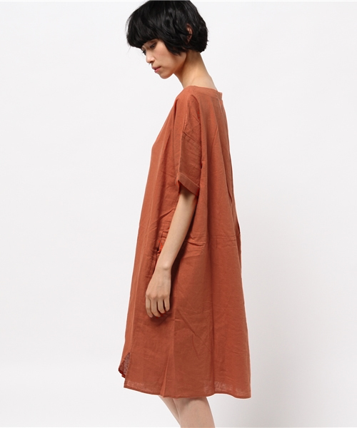 LBC（エルビーシー）の「リネンコットンレーヨンサックワンピース        （ワンピース・レディース・レンガ/オリーブ/チョコ・LARGE/MEDIUM）」の13枚目の写真