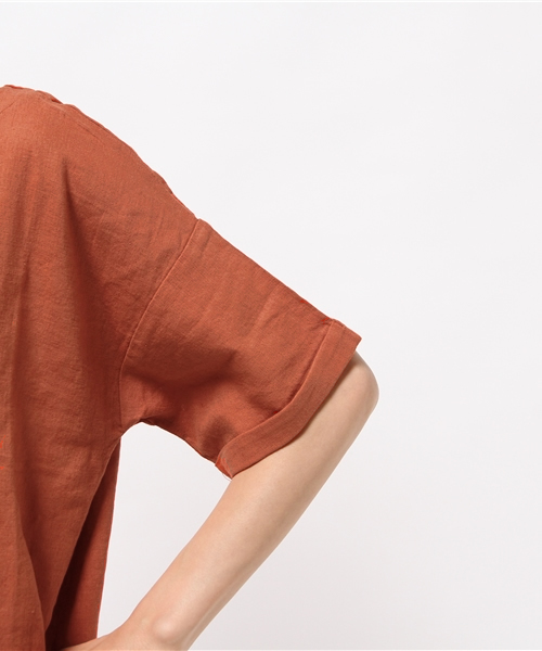 LBC（エルビーシー）の「リネンコットンレーヨンサックワンピース        （ワンピース・レディース・レンガ/オリーブ/チョコ・LARGE/MEDIUM）」の8枚目の写真