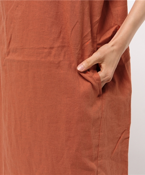 LBC（エルビーシー）の「リネンコットンレーヨンサックワンピース        （ワンピース・レディース・レンガ/オリーブ/チョコ・LARGE/MEDIUM）」の9枚目の写真