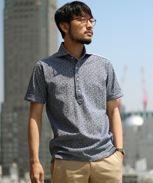 MEN'S BIGI（メンズビギ）の「鹿の子ポロシャツ/フラワープリント（ポロシャツ・メンズ・ホワイト/ネイビー/ブルー・S/M/L）」の10枚目の写真