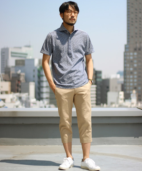 MEN'S BIGI（メンズビギ）の「鹿の子ポロシャツ/フラワープリント（ポロシャツ・メンズ・ホワイト/ネイビー/ブルー・S/M/L）」の12枚目の写真