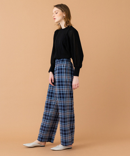 UNITED TOKYO（ユナイテッドトウキョウ）の「シアーチェックハイウエストパンツ（スラックス・レディース・ネイビー・1）」の15枚目の写真