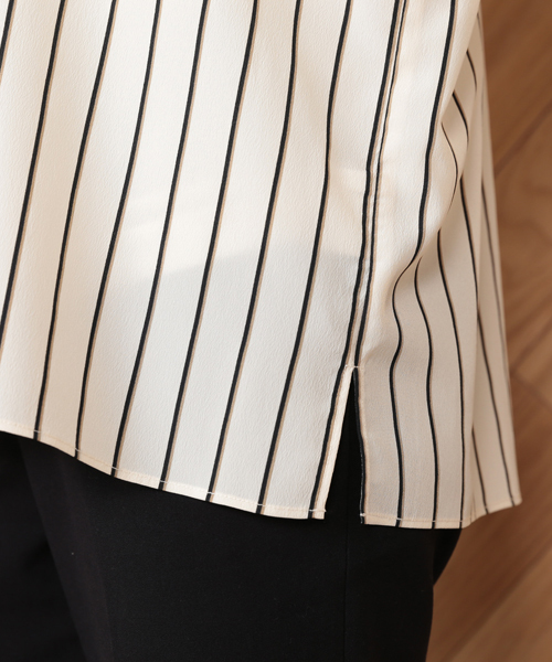un dix cors（アンディコール）の「ストライプルーズＶネックブラウス（シャツ/ブラウス・レディース・ストライプ・ﾌﾘ-）」の9枚目の写真