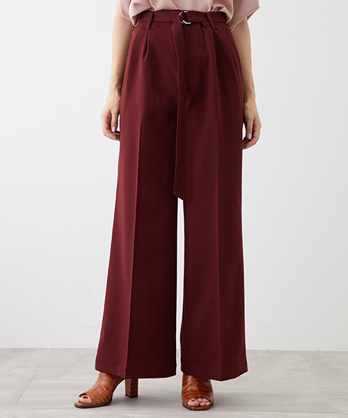 UNITED TOKYO（ユナイテッドトウキョウ）の「ウールライクワイドパンツ（その他パンツ・レディース・グリーン/バーガンディー/アイボリー/ブラック・1/2）」の4枚目の写真