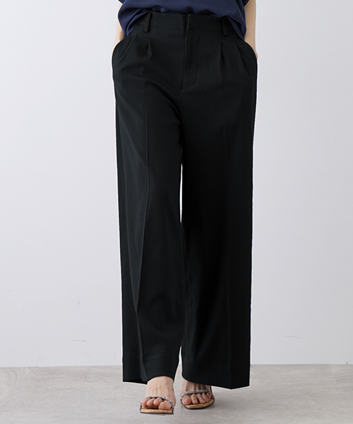 UNITED TOKYO（ユナイテッドトウキョウ）の「ウールライクワイドパンツ（その他パンツ・レディース・グリーン/バーガンディー/アイボリー/ブラック・1/2）」の3枚目の写真