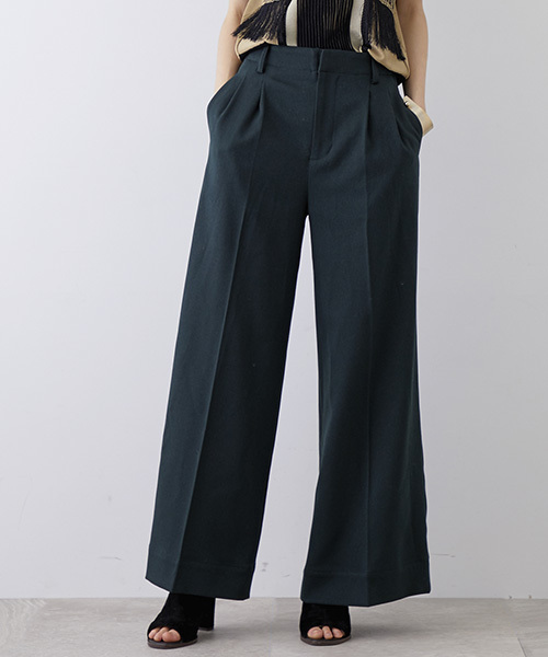 UNITED TOKYO（ユナイテッドトウキョウ）の「ウールライクワイドパンツ（その他パンツ・レディース・グリーン/バーガンディー/アイボリー/ブラック・1/2）」の5枚目の写真