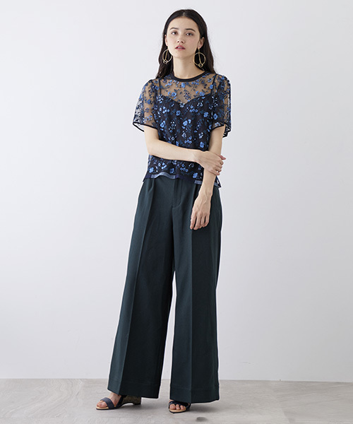 UNITED TOKYO（ユナイテッドトウキョウ）の「ウールライクワイドパンツ（その他パンツ・レディース・グリーン/バーガンディー/アイボリー/ブラック・1/2）」の9枚目の写真