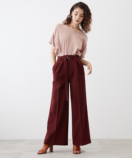 UNITED TOKYO（ユナイテッドトウキョウ）の「ウールライクワイドパンツ（その他パンツ・レディース・グリーン/バーガンディー/アイボリー/ブラック・1/2）」の14枚目の写真