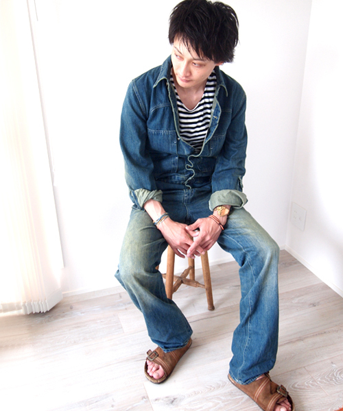 BEATJIVE（ビートジャイブ）の「ビンテージデザインデニムペインターオールインワンツナギ（つなぎ/オールインワン・メンズ・ライトブルー/インディゴブルー・2/3/4）」の2枚目の写真