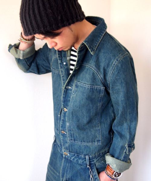 BEATJIVE（ビートジャイブ）の「ビンテージデザインデニムペインターオールインワンツナギ（つなぎ/オールインワン・メンズ・ライトブルー/インディゴブルー・2/3/4）」の15枚目の写真