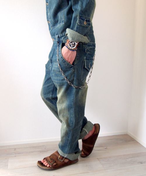 BEATJIVE（ビートジャイブ）の「ビンテージデザインデニムペインターオールインワンツナギ（つなぎ/オールインワン・メンズ・ライトブルー/インディゴブルー・2/3/4）」の7枚目の写真