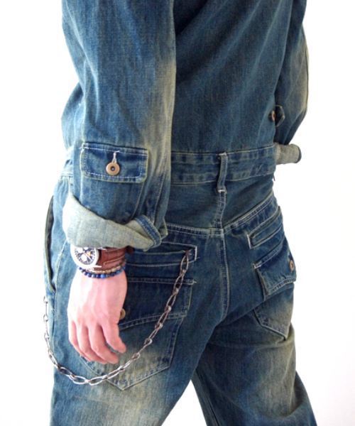 BEATJIVE（ビートジャイブ）の「ビンテージデザインデニムペインターオールインワンツナギ（つなぎ/オールインワン・メンズ・ライトブルー/インディゴブルー・2/3/4）」の8枚目の写真