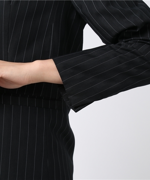 ottilie（オティーリエ）の「ストライプジャケット（ノーカラージャケット・レディース・ブラック/チャコールグレー・FREE）」の11枚目の写真