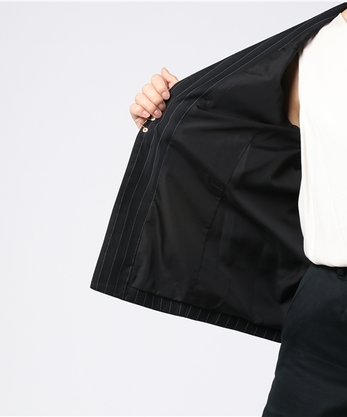 ottilie（オティーリエ）の「ストライプジャケット（ノーカラージャケット・レディース・ブラック/チャコールグレー・FREE）」の13枚目の写真